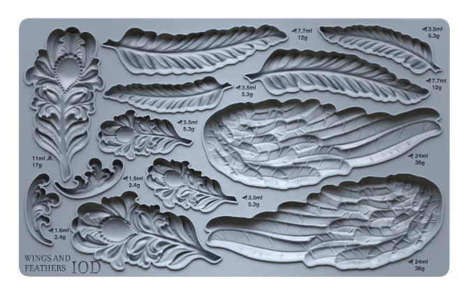 IOD Designs Mould - Wings & Feathers 6" x 10"