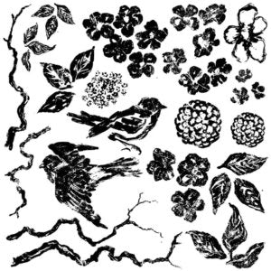 IOD Designs Stamp - Birds, Branches, Blossoms 12" x 12"