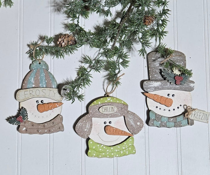 DIY Kit - Set of 3 Snowman Ornaments